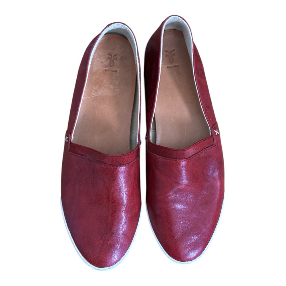 Frye Melanie Red Burgundy Leather Slip-On Comfortable Flats